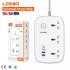 LDNIO SC6 Universal Power Socket 3250W USB C PD Fast Charging 3 Outlet Multi Plug Extension Cord, 2M Cable Surge Protector - White